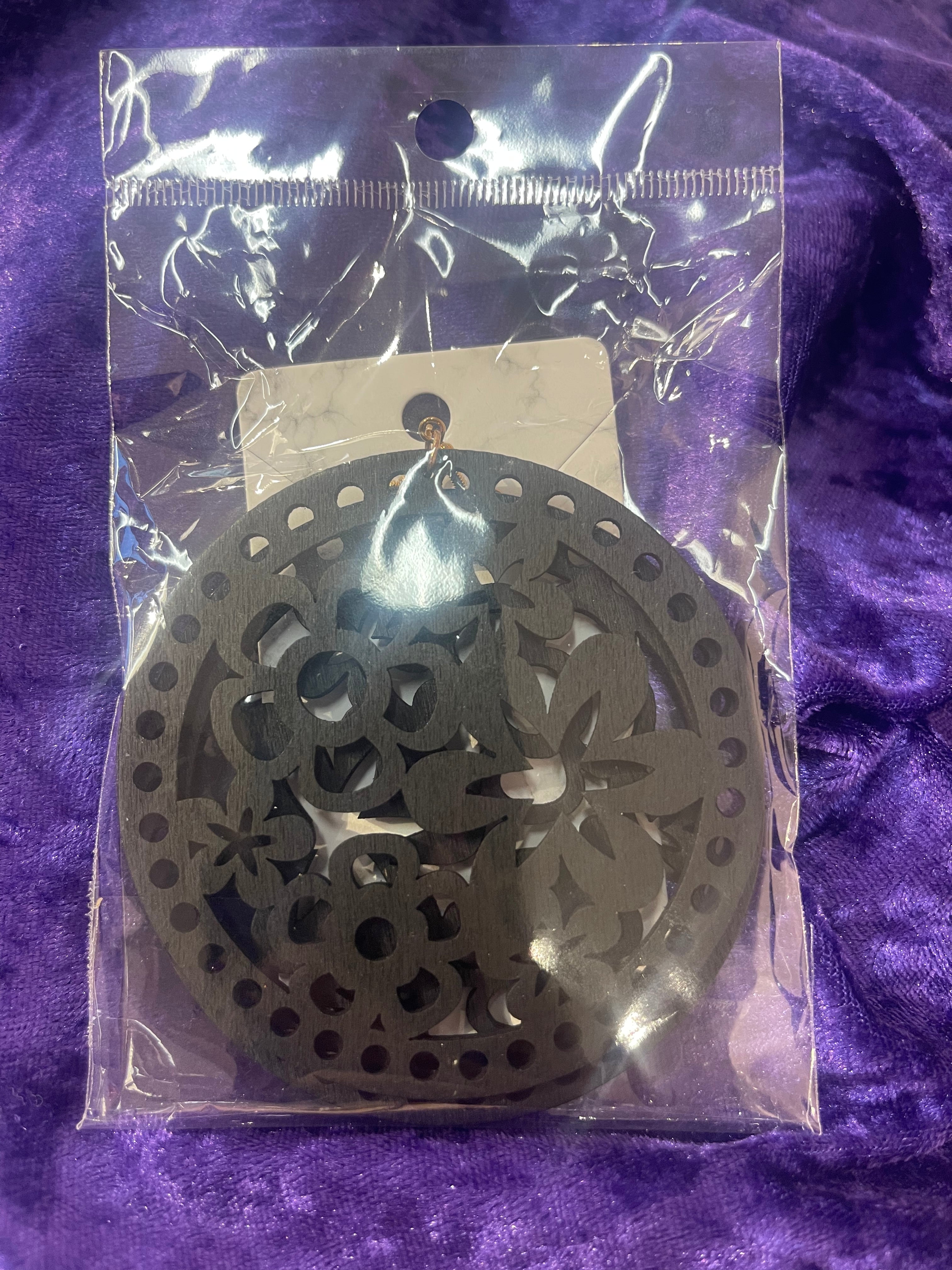 Wooden Circular Flower Power Earrings [Multiple Variants]