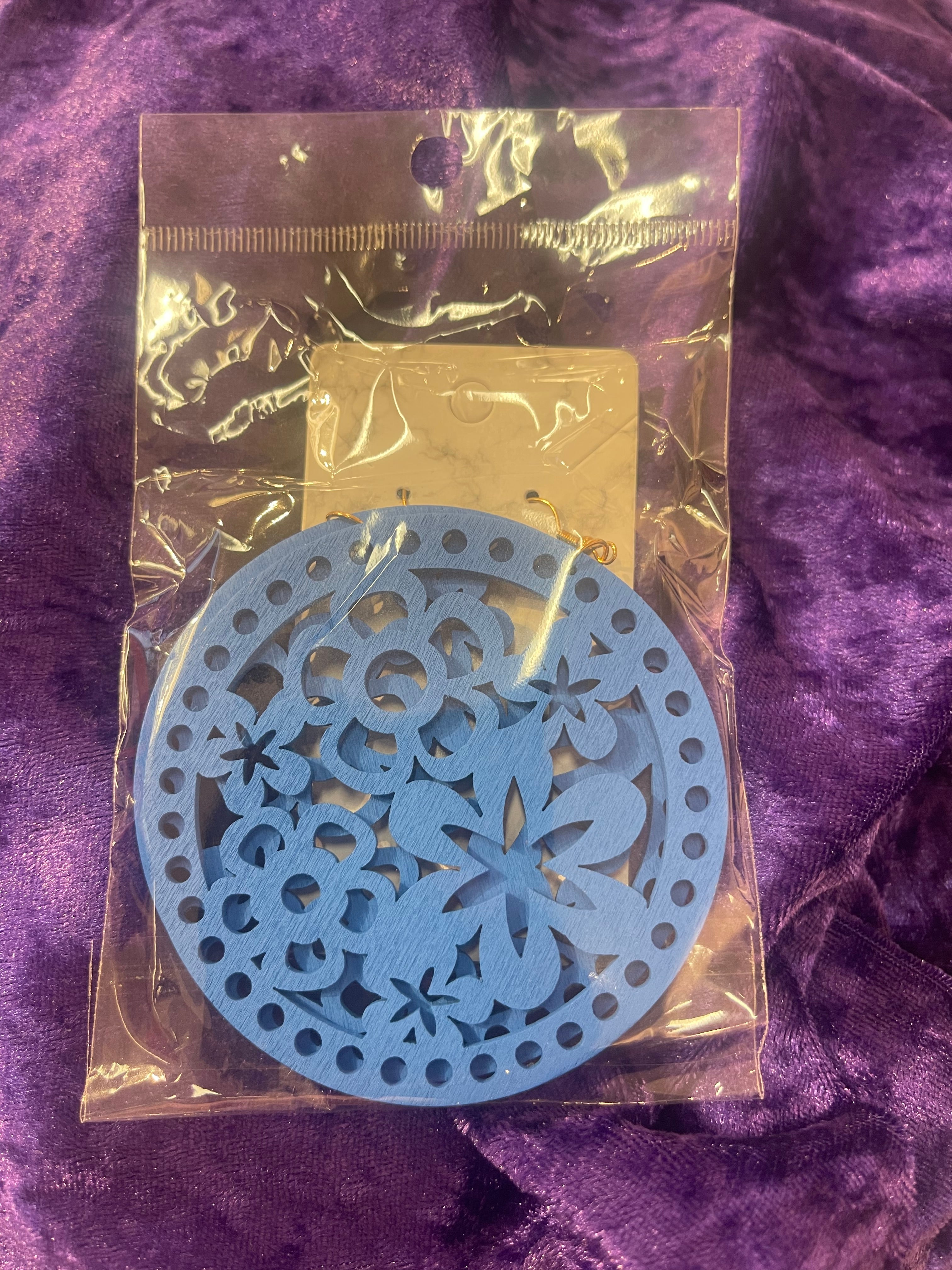 Wooden Circular Flower Power Earrings [Multiple Variants]