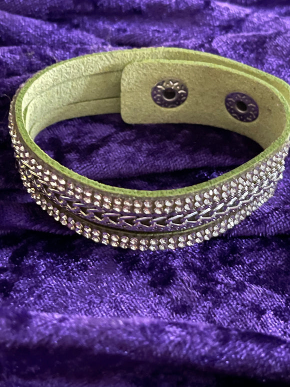Lime Snap Bracelet with Rhinestones