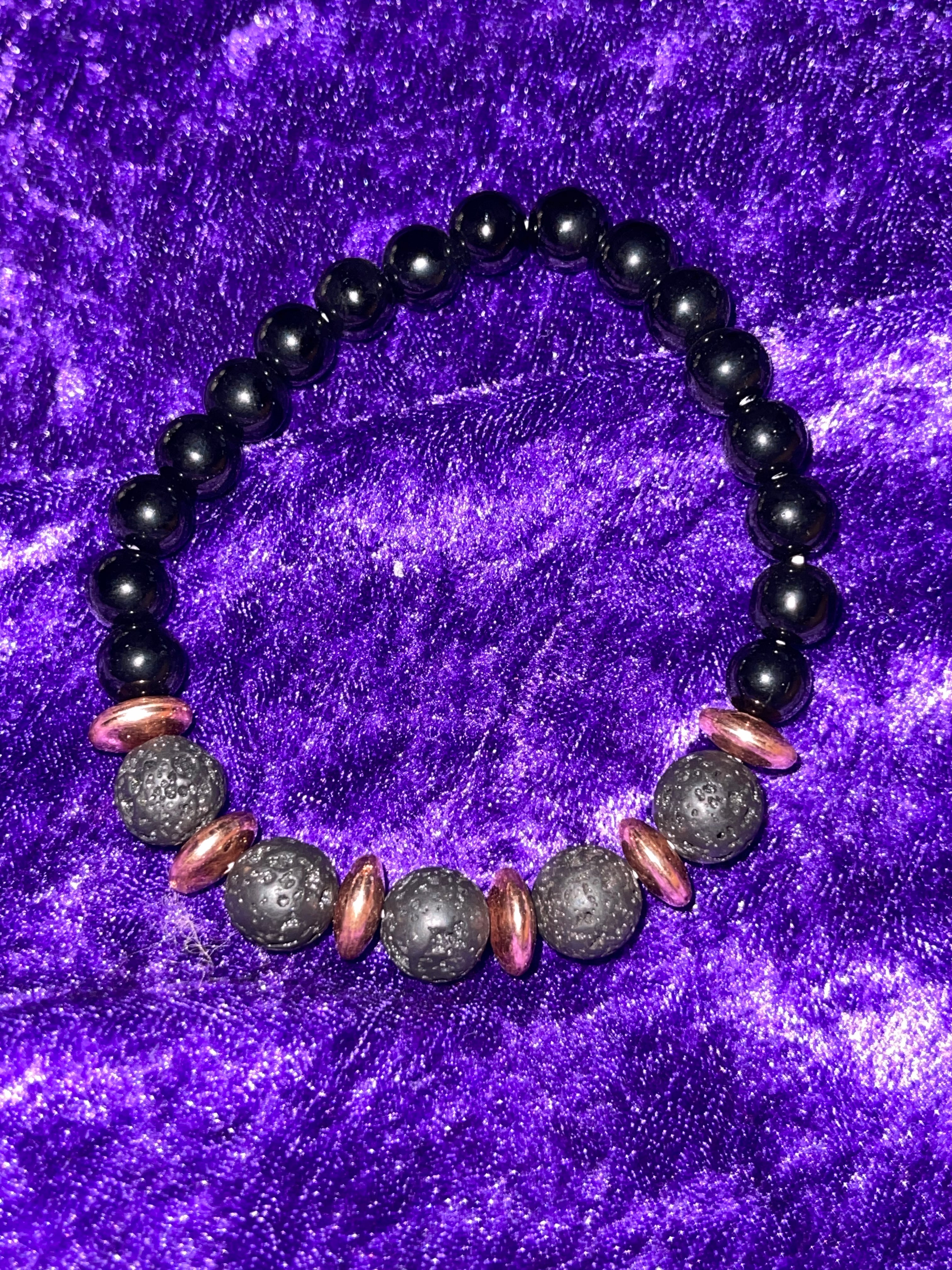 Stone and Copper Stretch Bracelet