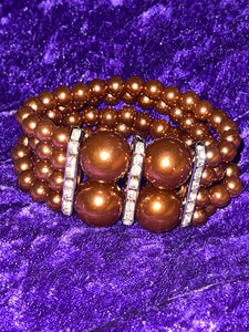Brown Beaded Multi Layered Stretch Bracelet