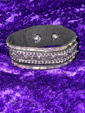 Black Snap Bracelet with Clear and Mint Rhinestones