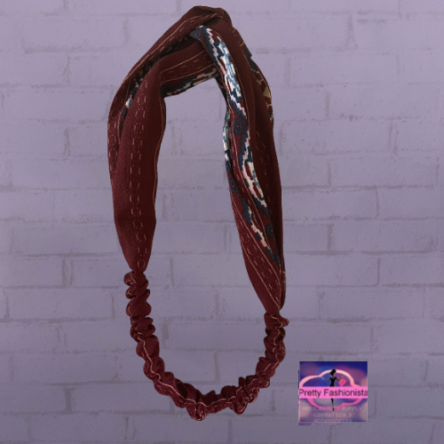 Burgundy Tribal Pattern Stretchy Headband