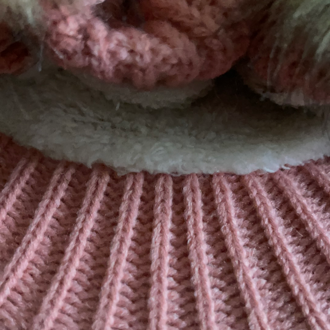 Beanie with puff & built in ear coverage
