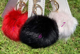 Furry Pom Pom Keychain