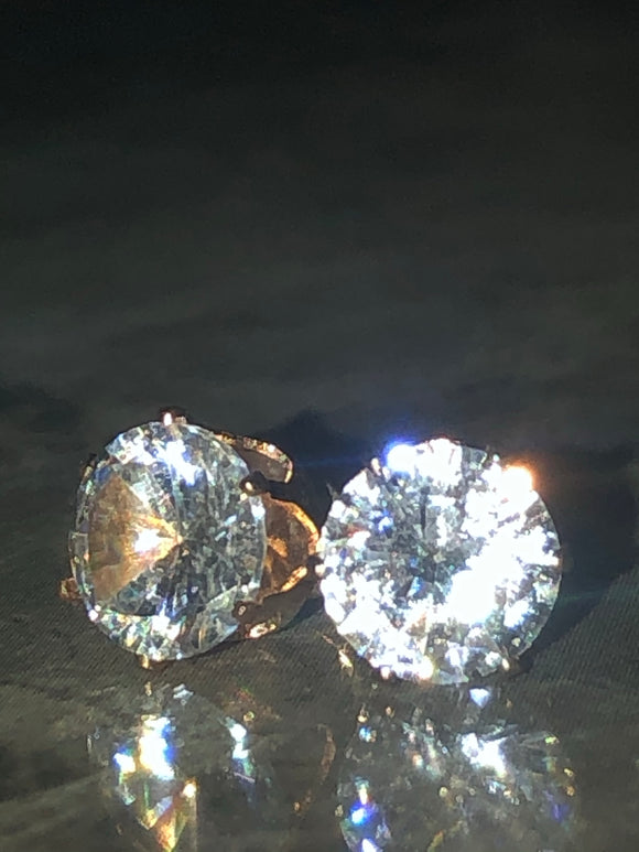 Golden Diamond Stud Earrings