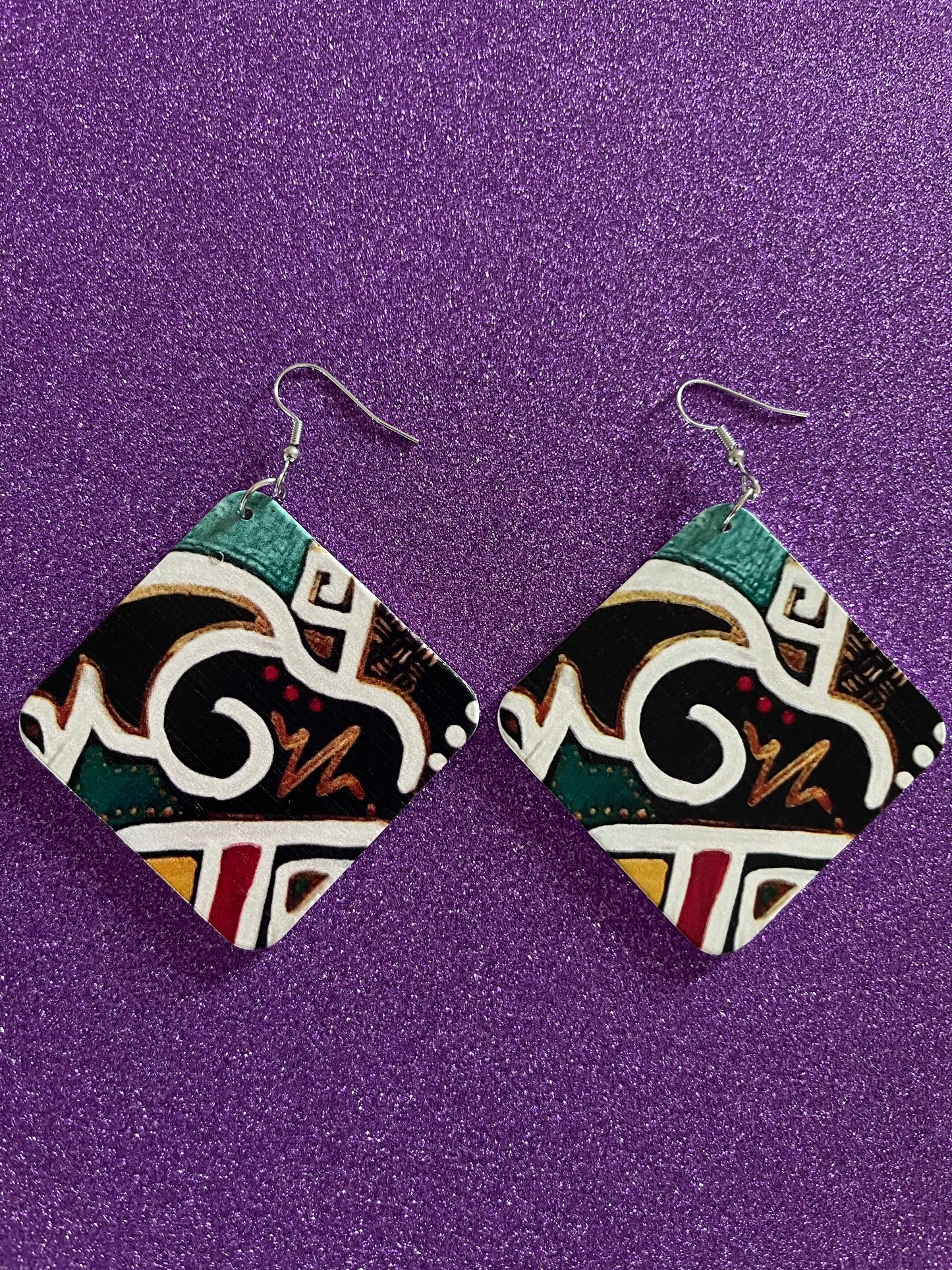 Patterned Square Multicolored Earrings