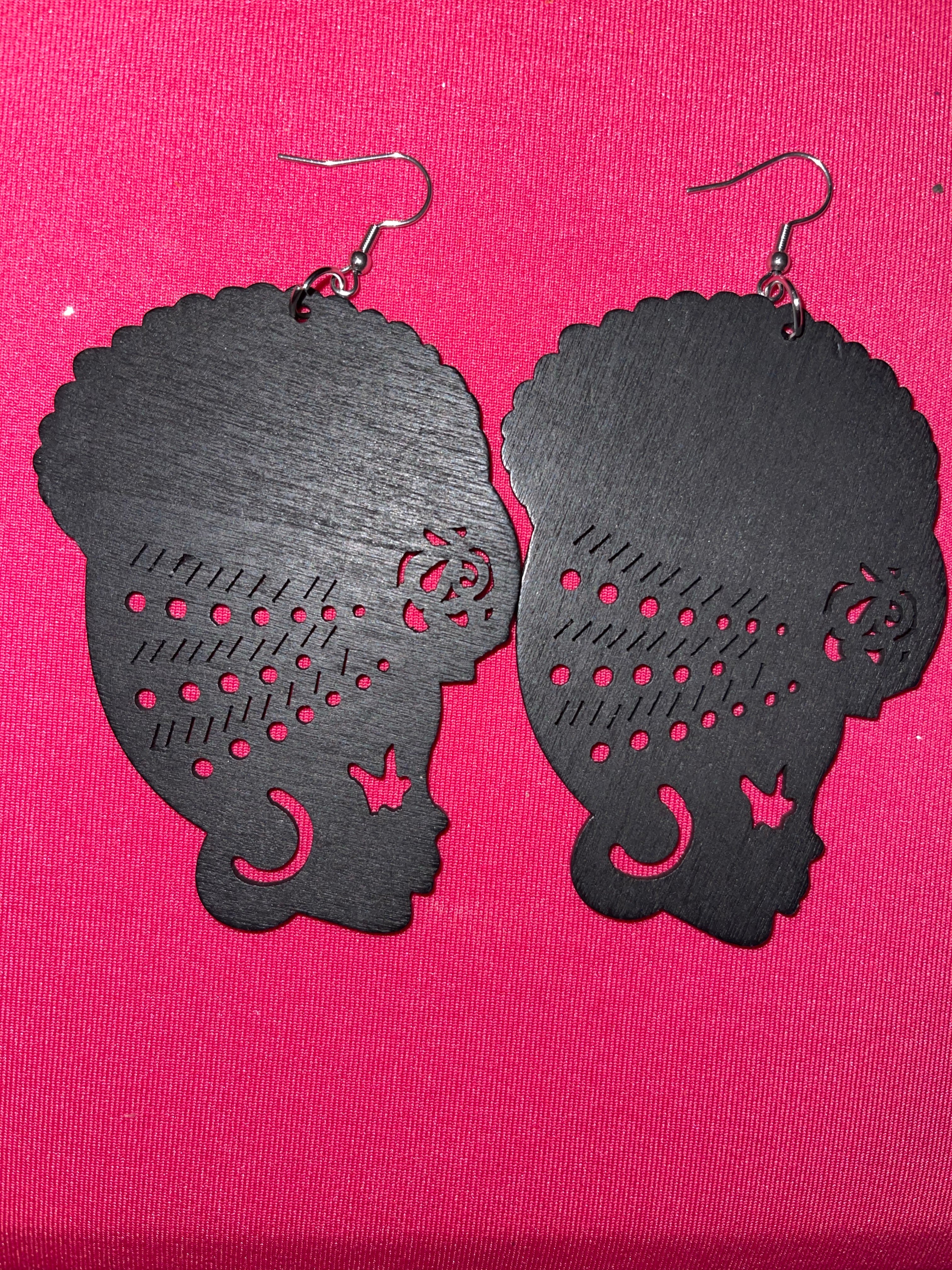 Wooden Woman Silhouette Earrings