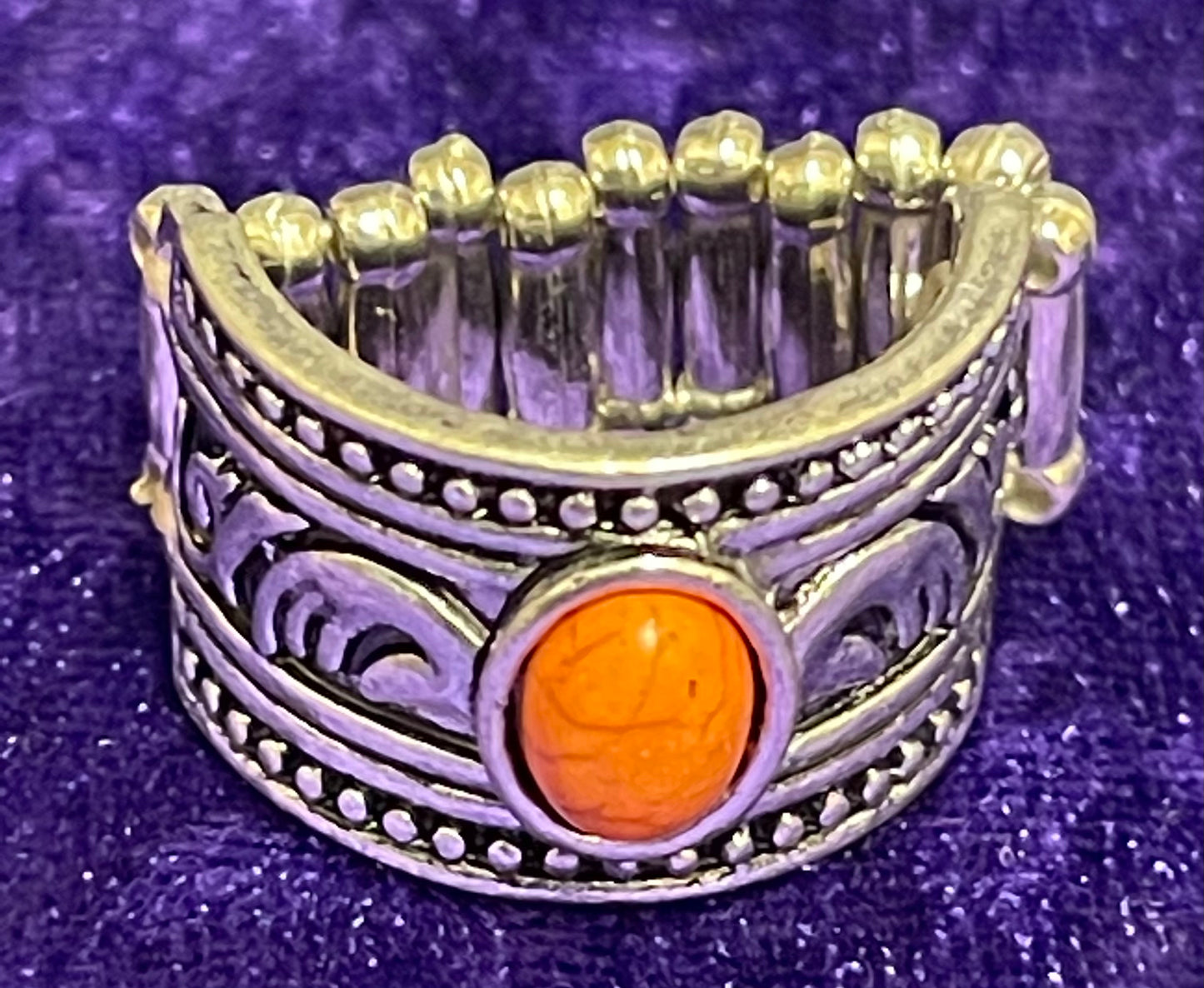 Silver with Orange Stone Ring