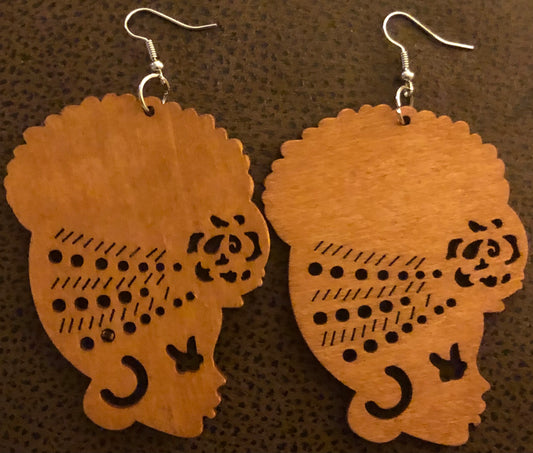 Wooden Woman Silhouette Earrings