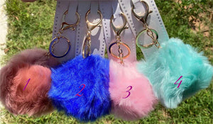 Furry Pom Pom Keychain