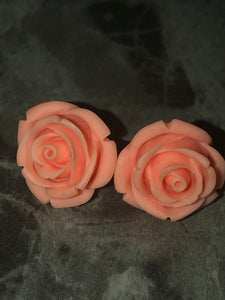 Peach Rose Stud Earrings