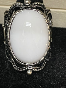 White Oval Shaped Ring